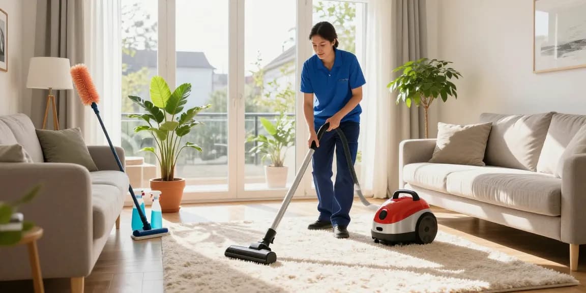 Skenda Reinigungen offers expert cleaning services for homes in Solothurn, showcasing a cleaner in action.