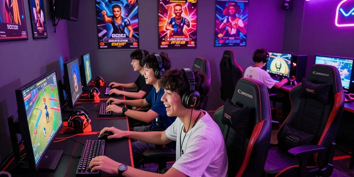 Explore the lively gaming atmosphere at https://b52club.radio.fm/ with friends engaged in thrilling gameplay.