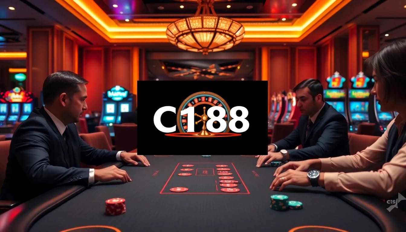 Experience thrilling poker action at C168 with high-stakes players and luxury casino setting.