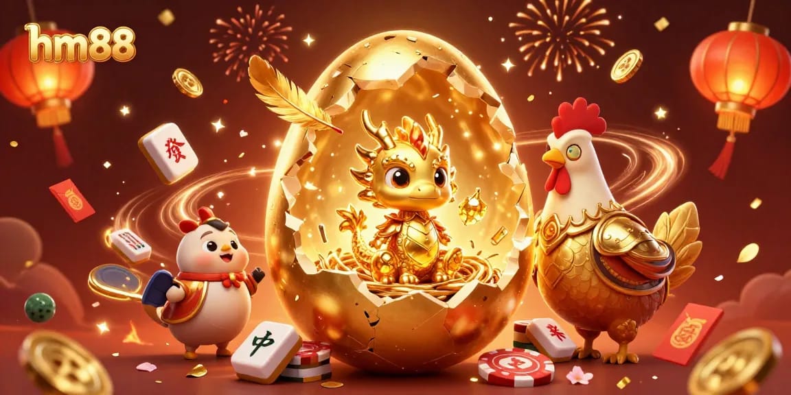 Enjoy thrilling wins at hm88 with a spectacular dragon and poker chips festival scene.