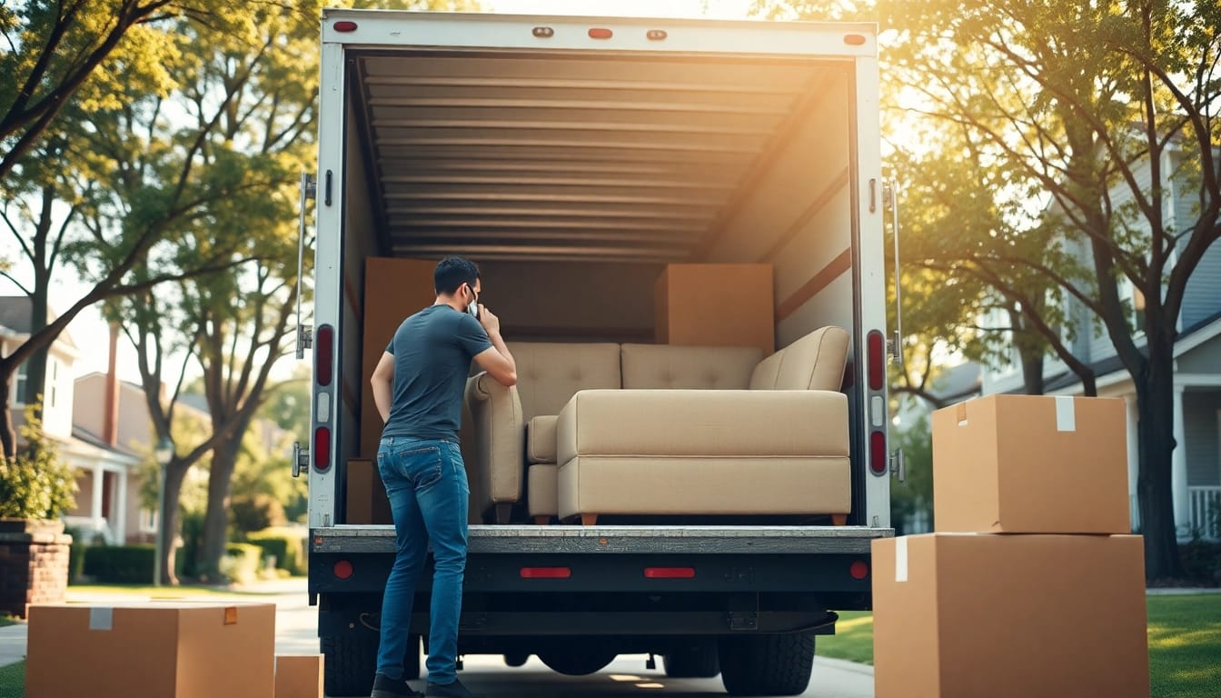 Umzugsunternehmen Speyer professionelle Mitarbeiter laden Möbel in Lkw um.