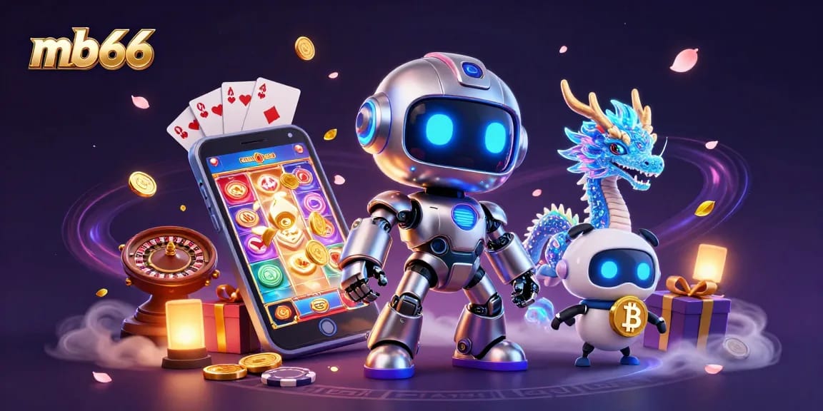Engage in betting excitement with mb66's dynamic casino illustration featuring colorful games.