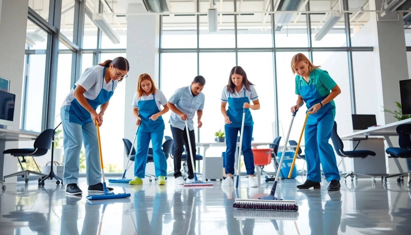Effektive Gebäudereinigung Ulm durch professionelles Reinigungsteam in modernem Büro.