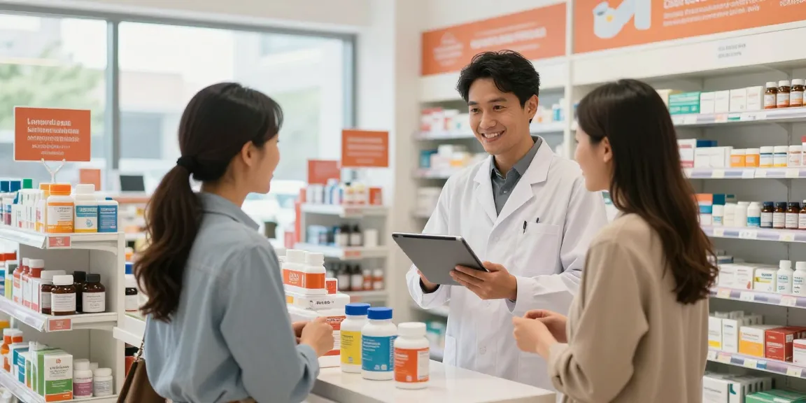 Im Selliza Pharma Shop werden Kunden beim Einkauf von Gesundheitsprodukten freundlich beraten.