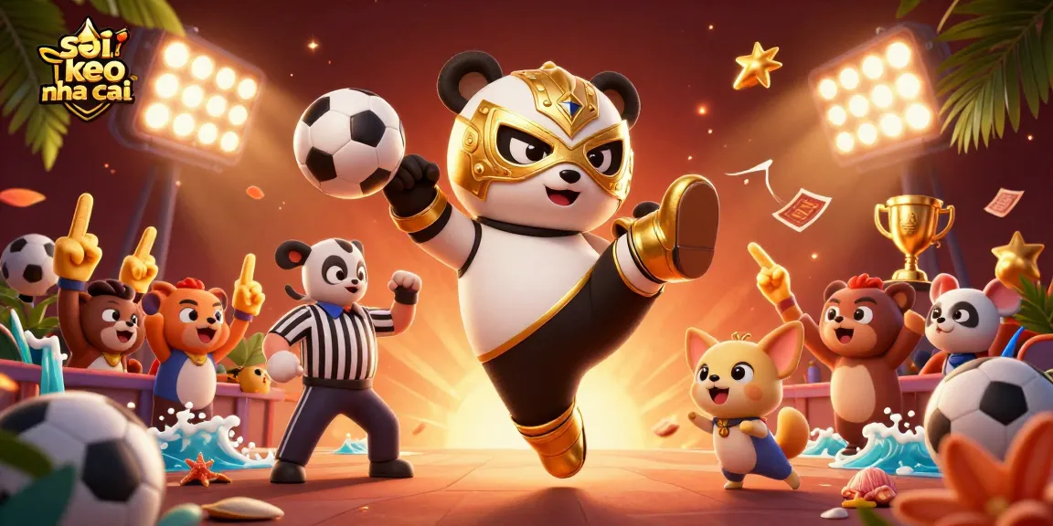 Place bets with accurate predictions on soi keo nha cai, featuring an energetic panda wrestler and animal audience.