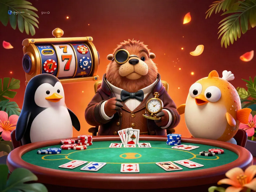 Experience thrilling action at the underwater poker table with link gacor, as colorful characters engage in a high-stakes showdown.