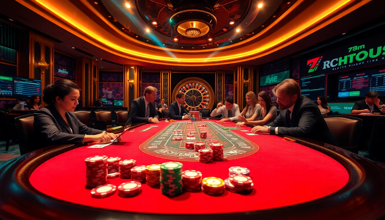 Experience the excitement of 7m casino gaming at a luxurious blackjack table filled with vibrant chips.