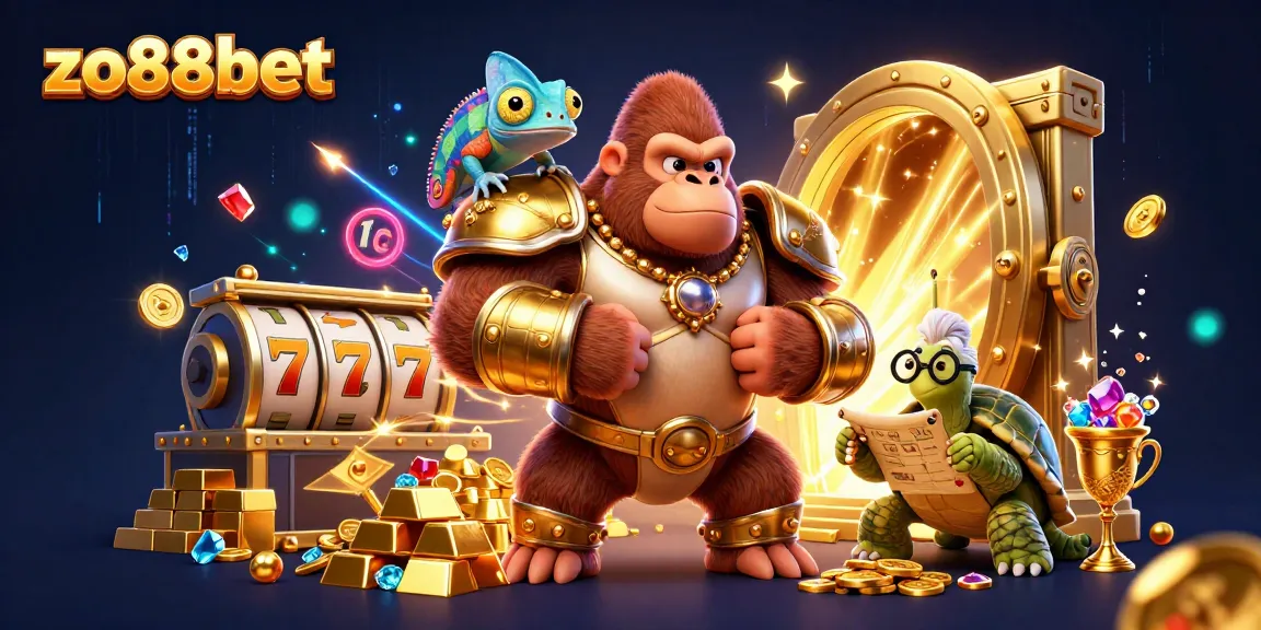 Experience the excitement of zo88bet with a powerful gorilla king, chameleon spy, and winning treasures.