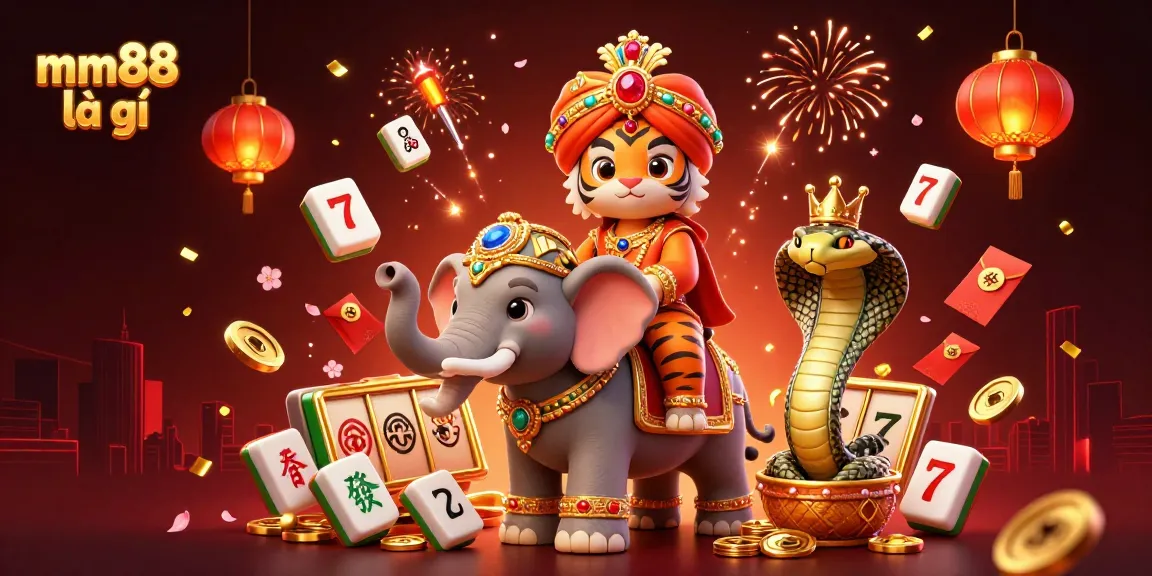 Experience the excitement of mm88 là gì with vibrant gaming elements and characters in a rich 3D scene.