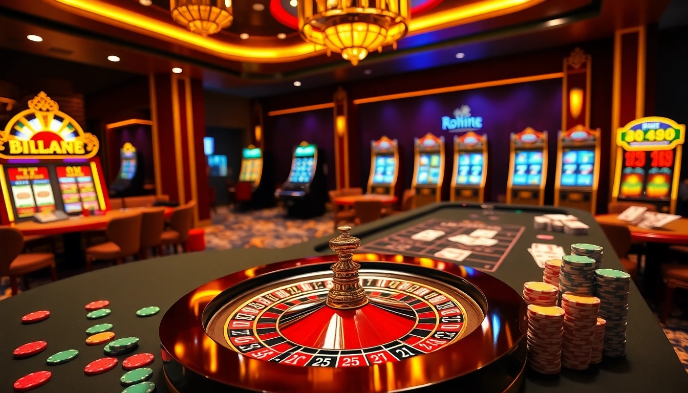 Experience luxury gambling at RR88 with vibrant casino tables and chips.