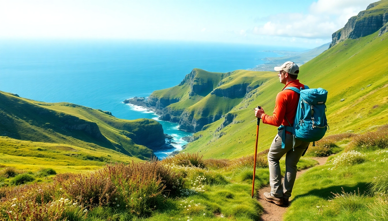 Eine Wanderung auf der Beara Way Irland, mit schöner Landschaft und Hiker.