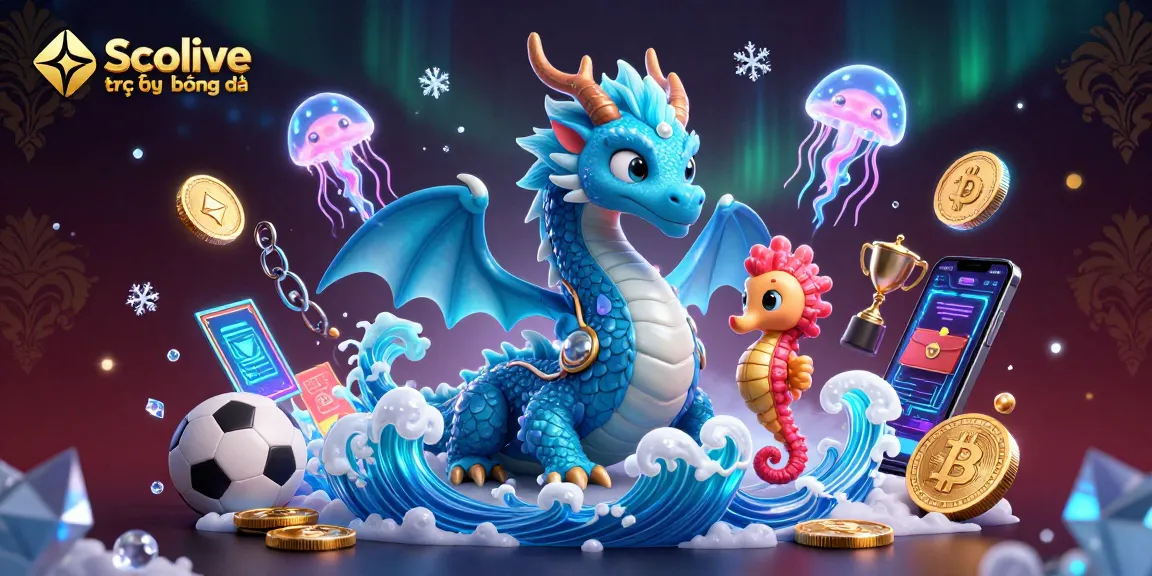 Socolive trực tiếp bóng đá offers an engaging sports betting experience with vibrant visuals of a dragon and seahorse.