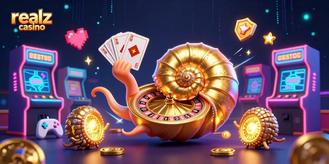 Experience thrilling gameplay at realz casino with a vibrant 3D illustration showcasing excitement and winning.