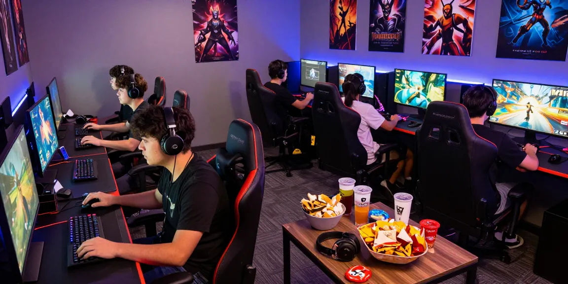 MMOO gamers engrossed in an immersive online multiplayer experience.
